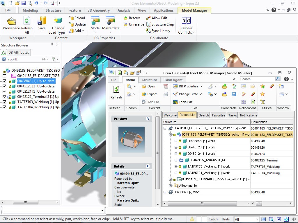 Creo Elements/Direct Model Manager (ehemals CoCreate WorkManager) ist ein PDM System.